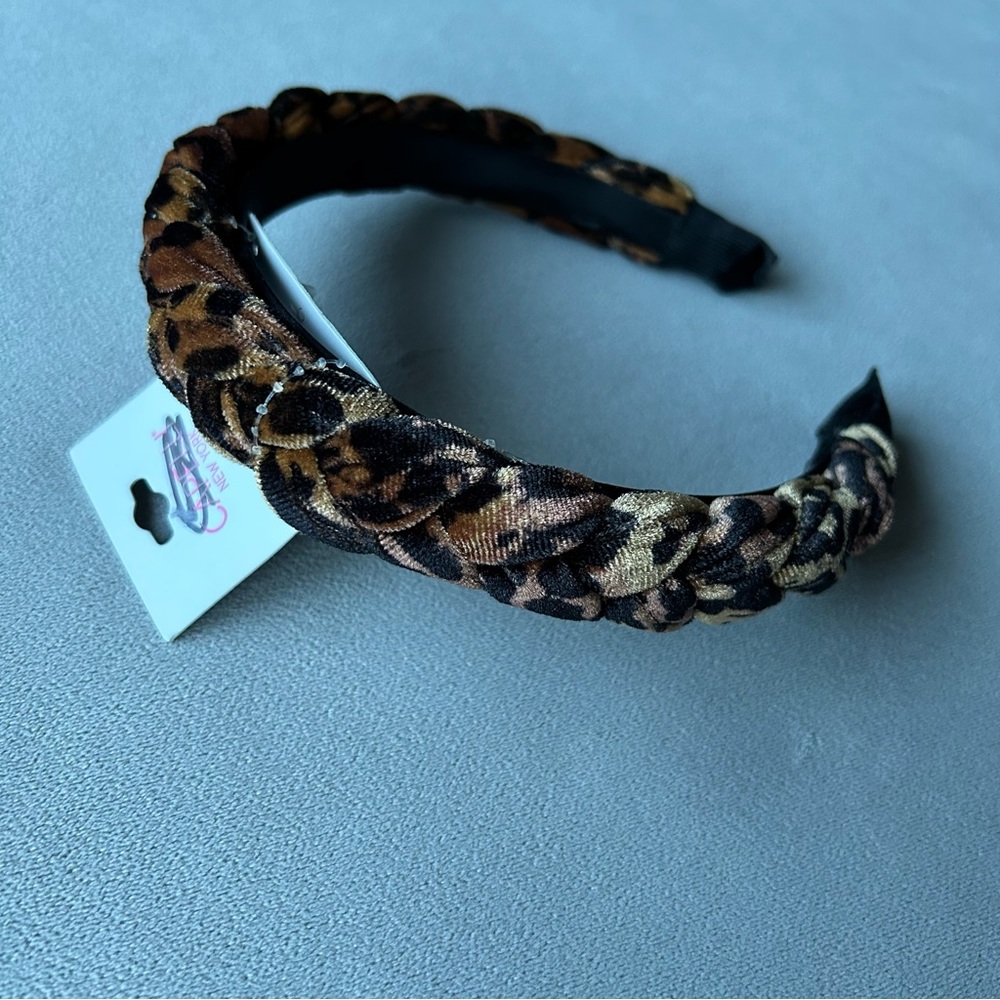 Capelli New York ~ Kids Leopard Velvet Braided Headband ~ Never Worn!